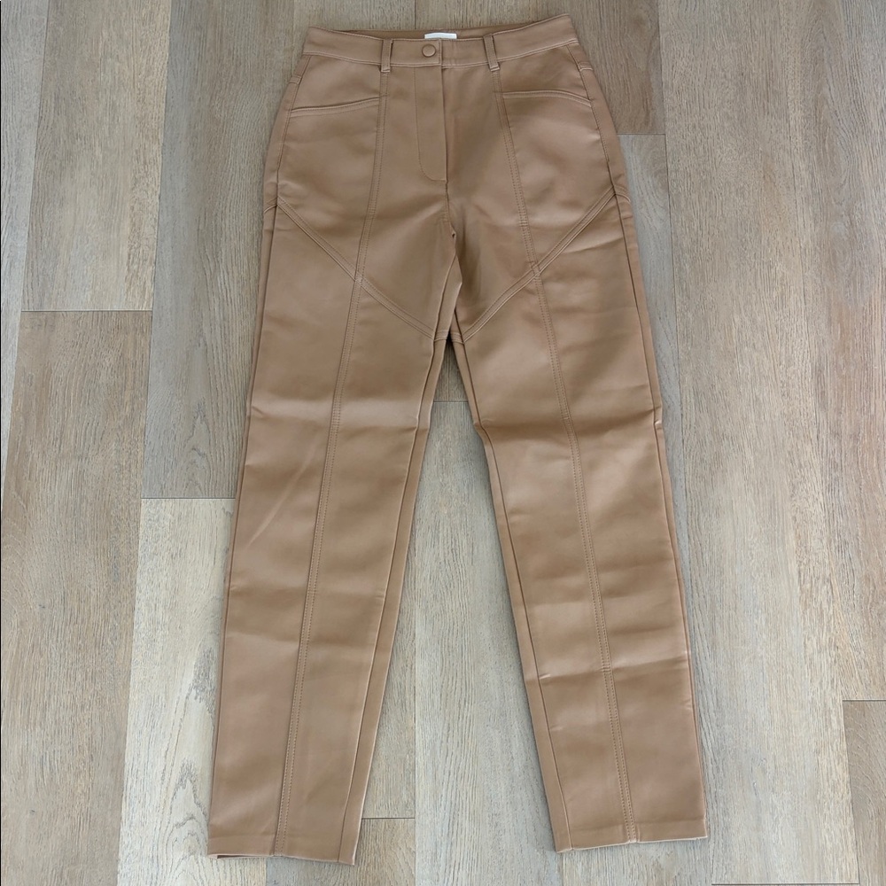Aritzia Wilfred Rebel Pant Vegan Leather Tan Pants Size 2